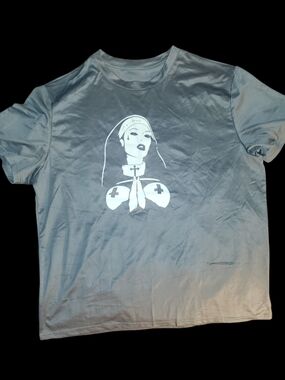 Naughty Unholy Nun in Slate Gray Performance Tee